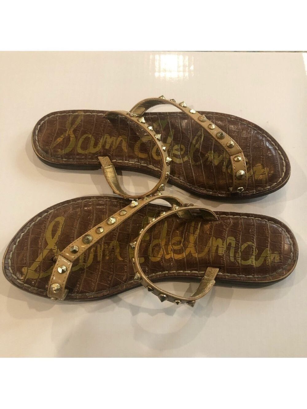 Sam Edelman Gordie sandals size 7.5 studded strappy toe prong summer beach - Picture 4 of 10